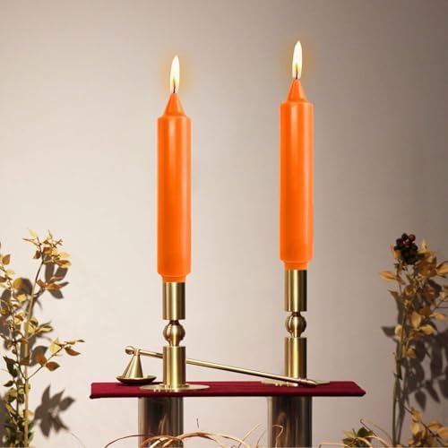 Orange Taper Candle Candle Sticks, 7 Inch Mini Pillar Candles, 4PCS Handmade Unscenteds Candlesticks for Festive Halloween Thanksgiving Day Fall Home Decor - Image 6