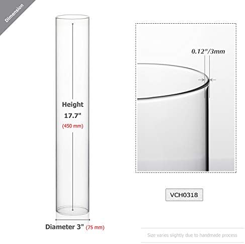 WGVI Hurricane Candle Holder Sleeve, Wide 3", Height 18", Clear Glass Cylinder Candleholder, Chimney Tube, Open Ended Candle Shade, 6 Pieces Bulk - Image 2
