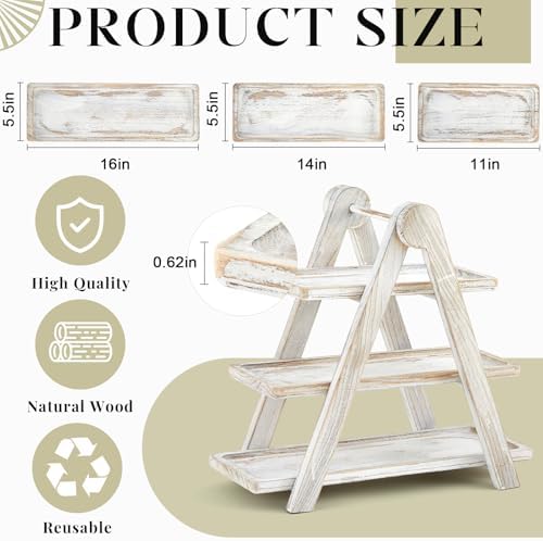 Beeveer 3 Tier Wooden Cupcake Stand Ladder Party Dessert Serving Tray - Image 2