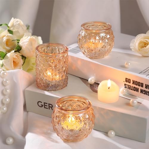 DARJEN Gold Votive Candle Holders Set of 24- Gold Candle Holders Bulk for Table Centerpiece, Tea Lights Candle Holder Glass for Wedding Shower, Home & Party Decor - Image 6