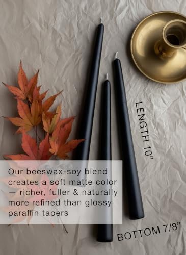 12PK 10" Classic Taper Candles, Black, 7-8 Hours Long Burning, Unscented Tall Candlesticks - Image 2