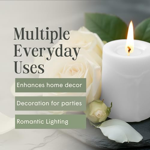 Mister Candle Dripless Unscented White Pillar Candles, Set of 3 Hand Poured Solid Color Non-Scented Candles for Home Decor, Premium Wax, 60 Hr Burn Time - 3x4 Inch, White - Image 5