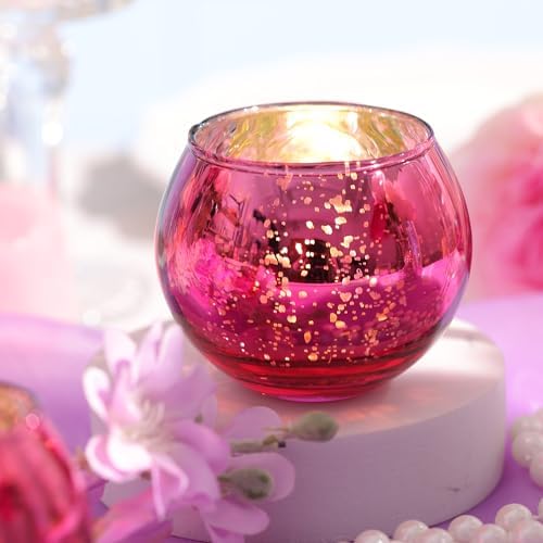 12 Pcs Hot Pink Candle Holders for Barbie Birthday Party Decorations- Summer Bridal Shower Decorations, Votive Candle Holders for Wedding, Pink Candle Centerpieces for Disco, Cowgirl Party - Image 2