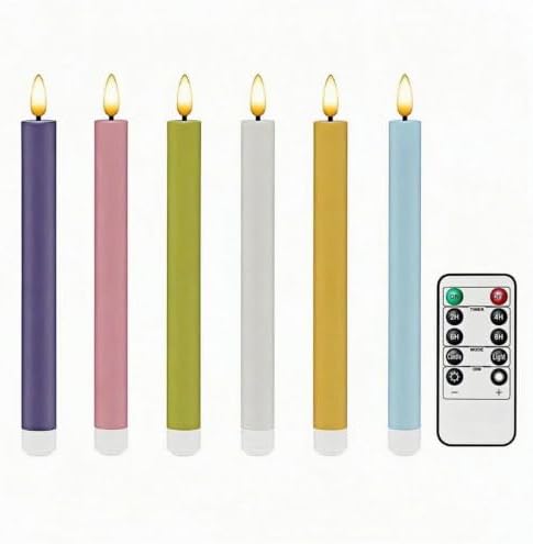 Simplelight Pastel Flameless Taper Candles, Remote, Timer, Multi Color by simplelight4you