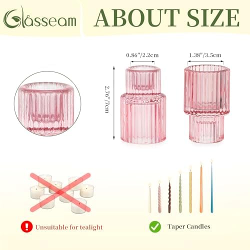 Glasseam Taper Candle Holders Bulk: 10 Pcs Small Candlestick for Valentine - Image 5