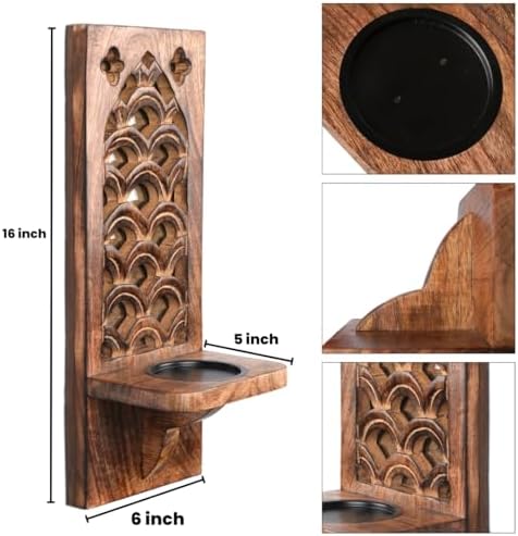 Wall Candle Sconces Set of 2, 16 Inch–Natural Burnt Finish - Image 5