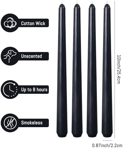 Viyffo Taper Candles, 10 Inch, 4 Pack, Velvet Matt Black – Unscented - Image 5