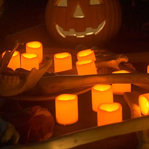 Orange Battery Operated Flameless LED Votive Candles for Halloween 24 Pack - Image 3