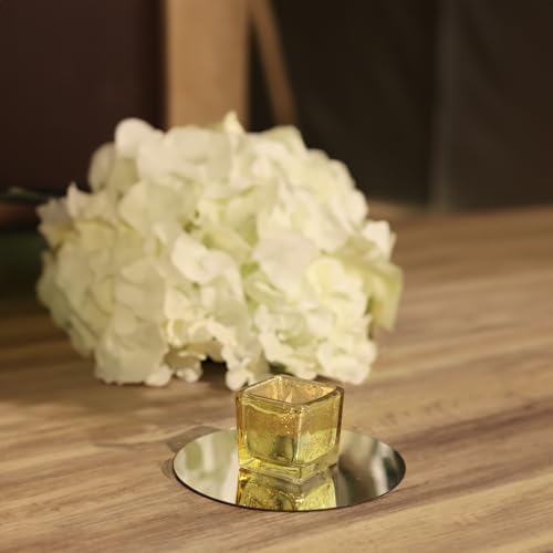 WGV 2 Inch Gold Speckle Square Cube Glass Votive Candle Holder Bulk, Small Tiny Mercury Tea Light 2x2”, 6 Pc by WGVInternational-OpusGlassware