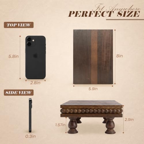 EOSAHR Acacia Wood Riser: Pedestal Stand for Home Decor, DarkBrown - Image 3