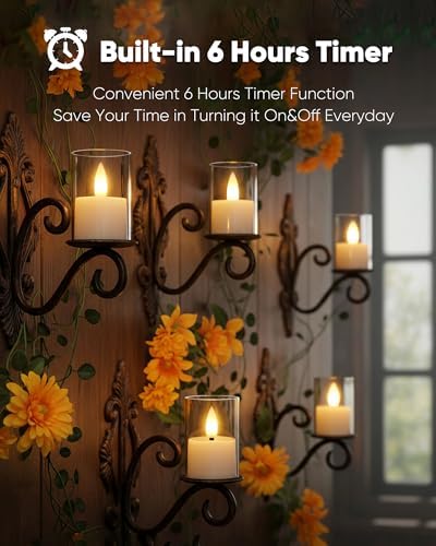 Homemory Acrylic Flameless Led Votive Tealight Candle with 6H Timer, 12Pack - Image 3