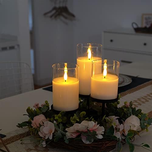 Amagic White Glass Flameless LED Candles Battery Operated with Remote Timer - Image 5