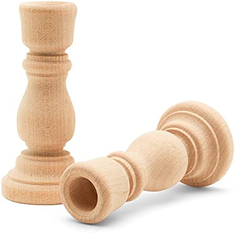 Mini Candlesticks 3 inches with 1/2 inch Hole, Set of 12 Unfinished Wood Chime Candle Holders for Crafts, by Woodpeckers - Image 5