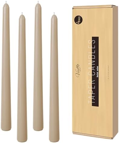 Viyffo Taper Candles, 10 Inch, 4 Pack, Nougat Brown – Unscented, Smokeless by Viyffo