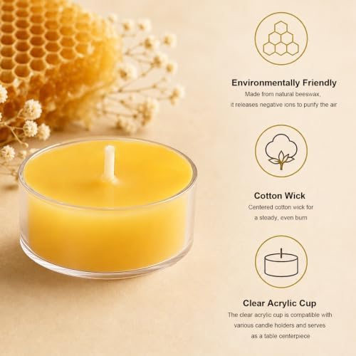 Beeswax Tea Light Candles Bulk 4 Hour Non Toxic Natural Pure Bees Wax - Image 4
