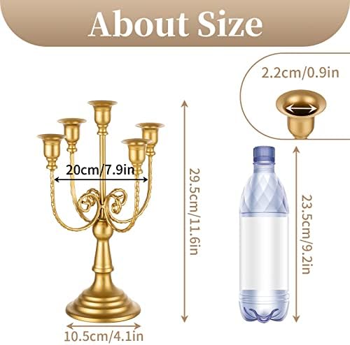 Sziqiqi Gold Candelabra Candle Holders for Wedding Christmas, 5 Arms - Image 5