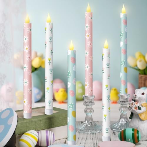 Honoson 6 Pcs Easter Flameless Taper Candles 10.6 Inch by Honoson