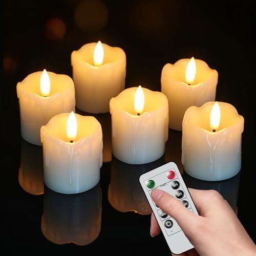White Flameless Votive Candles Battery Operated with Remote Timer by DRomance