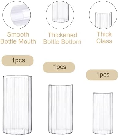 yshengood 6 Pcs Glass Hurricane Candle Holder Ribbed Glass Candle Holder - Elegant & Easy to Use, Perfect for Wedding, Holiday, Party Decor, Home and Event Essential - Image 7