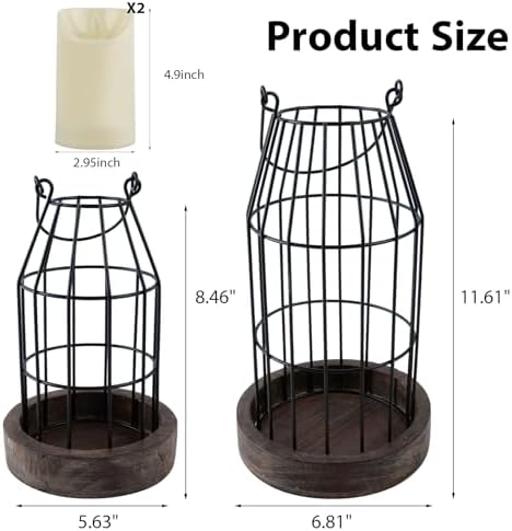 Farmhouse Lantern Decor Rustic Home Decor Lantern with Flameless Candles - Image 3