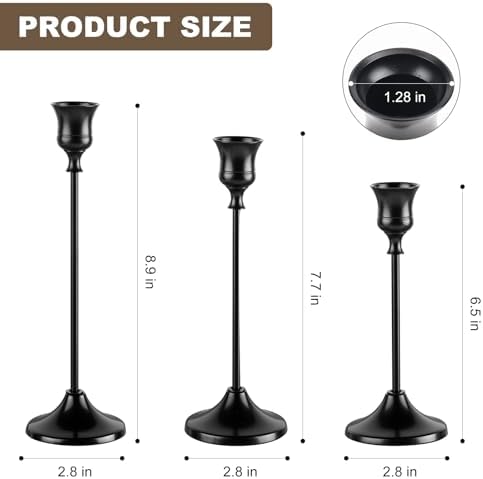 Candlestick Holders 4 Sets(12 Pcs), Black Candle Holders with Anti-Slip Pad, Metal Taper Candle Holder, Candle Holder for Wedding Fireplace Mantel Housewarming Gift - Image 2