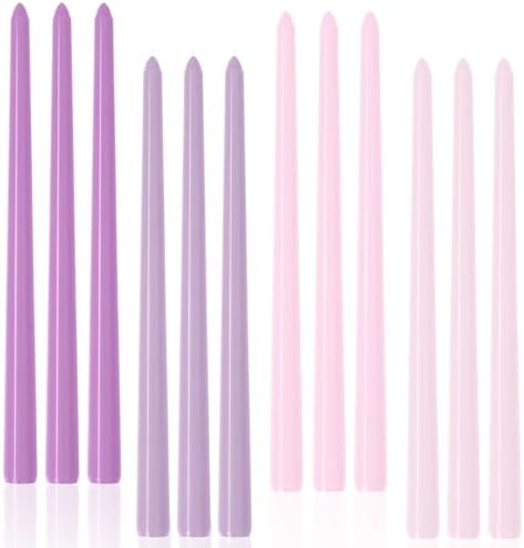 Purple Gradient Tall Taper Candles 12 inch Unscented Smokeless Long Tall Tapered Candle for Candlesticks Sticks Wedding Advent Home Decor Dinner Christmas，Set of 12 by LPUSA