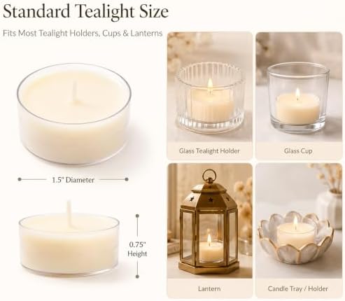 Scented Tealight Candles 16 Packs, Beeswax Blend Peach Tea Candle - Image 4