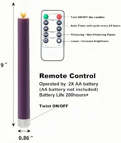Simplelight Pastel Flameless Taper Candles, Remote, Timer, Multi Color - Image 3