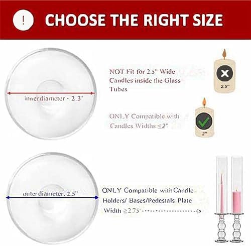 CYS EXCEL 6 PCS Glass Hurricane Tubes (H:14" D:2.5") - Fits Candles up to 2" Wide, Requires Holder Base 2.75" or Wider - Image 5