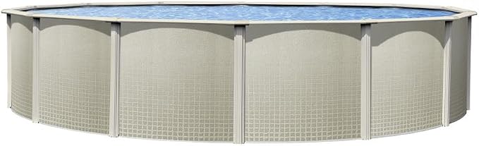 Wilbar Impressions 24-Foot Round Above-Ground Swimming Pool | 48-Inch Height | Resin Protected Steel-Sided Walls | Bundle with Bedrock Pattern 25 Gauge Overlap Liner and Widemouth Skimmer
