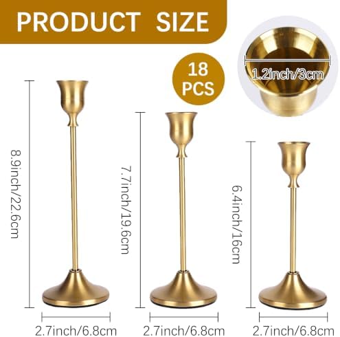 18 Pcs Vintage Gold Candle Holders,Taper Candle Holders for Candlesticks - Image 3