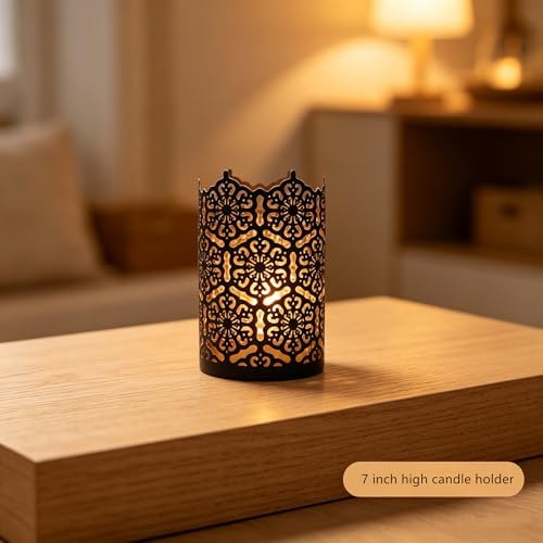 Hosley's Set of 2 Flower 7" High Cut Bronze Candle Holder & Lantern. Ideal for Use with Hosley Highly Scented Candles, Jar Candles. Can be Used as a Decorative Centerpiece in Your Living/Dining Room - Image 5