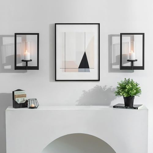 Black Candle Sconces Wall Decor: Set of 2 Wall Candle Holder - Image 5