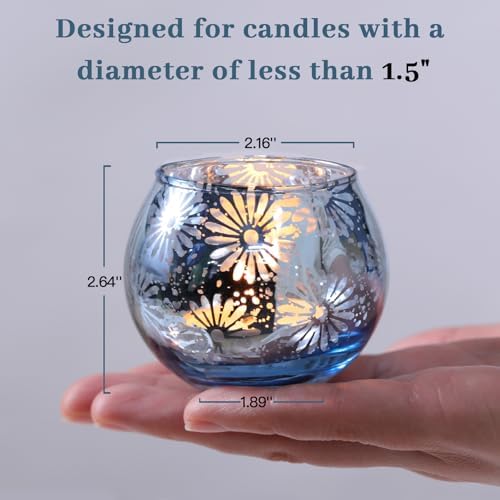 Blue Mercury Glass Votive Candle Holders Set of 12 - Image 2