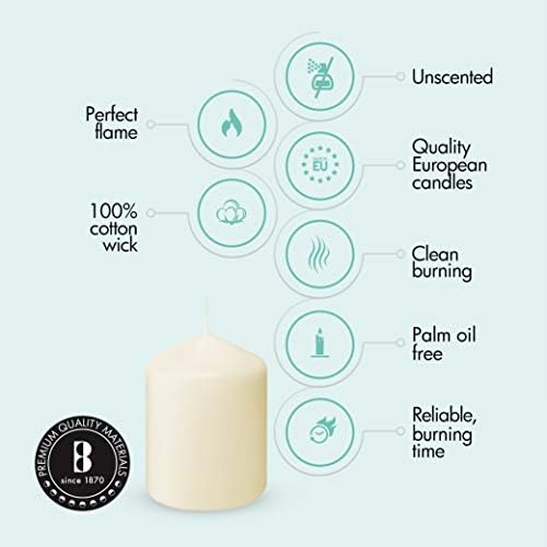 BOLSIUS 6 Ivory Pillar Candles Bulk - 3x4 Inches Candle Set - 40+ Hours Clean Burning - No Palm Oil - 0% Animal Fat - Premium European Quality - Unscented Dripless Restaurant Pillars - Image 5