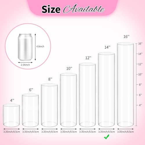 12Pack Glass Cylinder Vases for Centerpieces - 14 Inch Tall Flower Vase for Wedding Decorations, Floating Candle Holder Vase Bulk,Glass Hurricane Candle Holders for Table Shelf, Party, Home Decor - Image 3