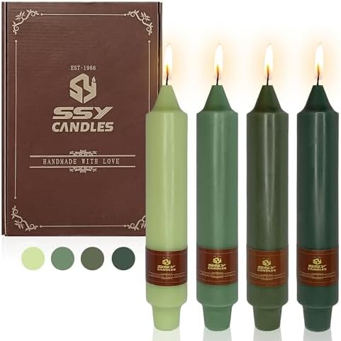 Gradient Taper Candles Green Candlesticks,Gedengni 7Inches Dripless Tapered Candle Tall Candle Sticks Colorful Dinner Candles for Home Wedding Festive Holiday Party,18GREMIX by Gedengni