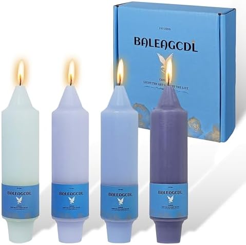 Unscented Dripless Taper Candles Gradient Blue 5INCH Smokeless Short Taper Candlesticks for Dinner Weddings Birthday Party Home Décor by YUKCAXDLS
