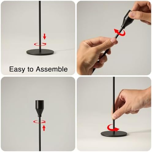 Upgraded Chrome Taper Candle Holders Set of 3 - Modern Matte Black Candlesticks (9/11/13 Inch), Weighted & Rust-Proof Metal Candle Stand for Fireplace Table Centerpiece - Image 6