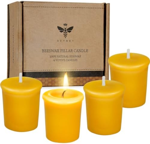 DEYBBY Beeswax Votive Candles 12-Hour Burn Unscented Small Candles 4 Pack - Image 6