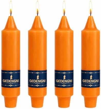 Orange Short Taper Candles 5 Inch, Gedengni 4 Pack Mini Taper Candles, Pumpkin Orange Dripless Candle Sticks for Fall Decor Thanksgiving Table Centerpiece Wedding Dining Room & Home Decoration by Gedengni