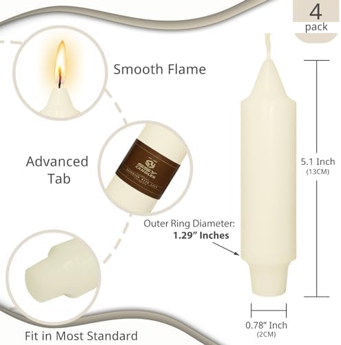 NJAO HOO Ivory Short Taper Candle 5 Inch Candlesticks Unscented Dripless Tapered Candle Set for Home Decor Wedding Party Dinner Candles, 4 Pack - Image 2