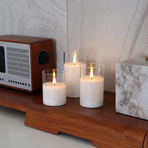 Amagic White Glass Flameless LED Candles Battery Operated with Remote Timer - Image 2