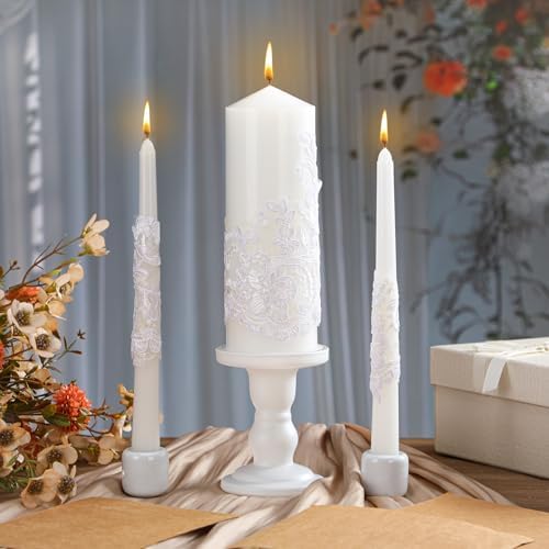 Irenare Unity Candles for Wedding Ceremony with Holder,Ceramics - Image 6