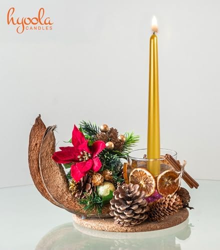 Hyoola Tall Taper Candles - 14 Inch Metallic Gold Dripless, Unscented Dinner Candle - Paraffin Wax with Cotton Wicks - 12 Hour Burn Time (Pack of 12) - Image 5