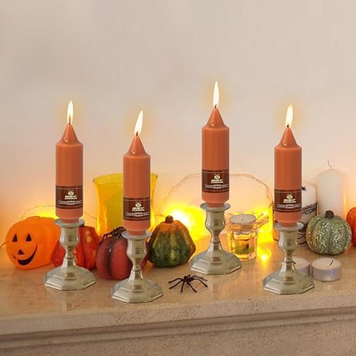 Pumpkin Orange Short Taper Candle Terra Cotta, 5 Inch Small Taper Candles, 4PCS Handmade Unscenteds Candlesticks for Festive Halloween Thanksgiving Day Fall Home Decor - Image 5