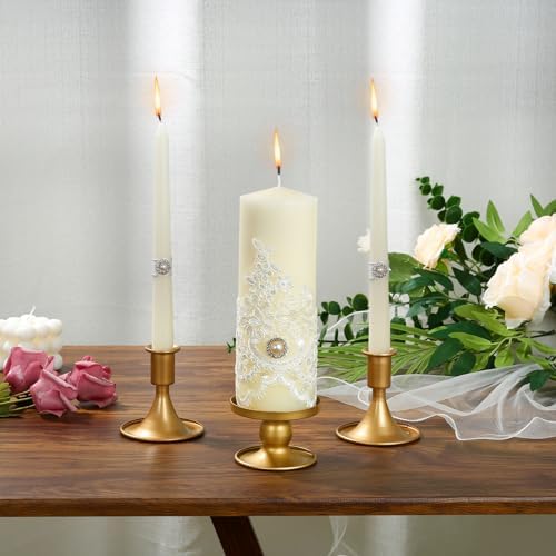 Unity Candle Holder - Gold Unity Candle Holders for Weddings, Metal Gold Unity Candlestick Holder Set of 3, Decorative Unity Candle Stand for Wedding Ceremony Table Centerpiece Decoration Gift - Image 5