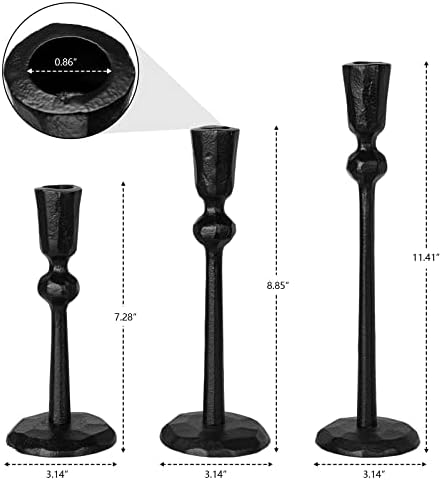 Iron Taper Candle Holder - Set of 3 Decorative Candle Stand - Image 3