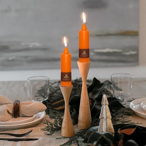 Orange Short Taper Candle Candle Sticks, 5 Inch Mini Pillar Candles, 4PCS Handmade Unscenteds Candlesticks for Festive Halloween Thanksgiving Day Fall Home Decor - Image 4