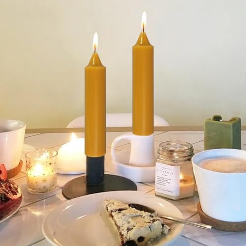 Mustard Yellow Taper Candle Candle Sticks, 7 Inch Mini Pillar Candles Taper Candles, 4PCS Handmade Unscenteds Candlesticks for Festive Thanksgiving Day Fall Home Decor - Image 4
